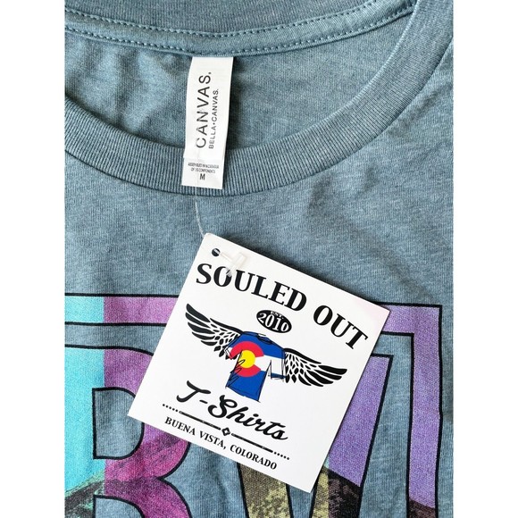 BVCO Bueno Vista Colorado Blue Long Sleeve Round Neck Souled Out T-Shirt-Size M - Picture 7 of 12